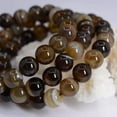 thumbnail image 2 of Bracelet Extensible Unisexe en Perles Rondes 8 mm en Agate à Bande Brune avec Pierre Précieuse 7 Pouces, 2 of 2