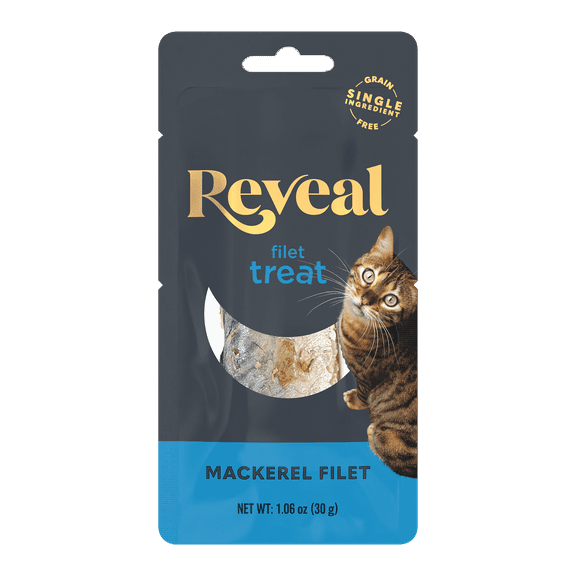 Reveal Pet Food Whole Mackerel Loin Wet Cat Treat, Natural Grain Free Food, 12 Ct 1.06 oz Pouches