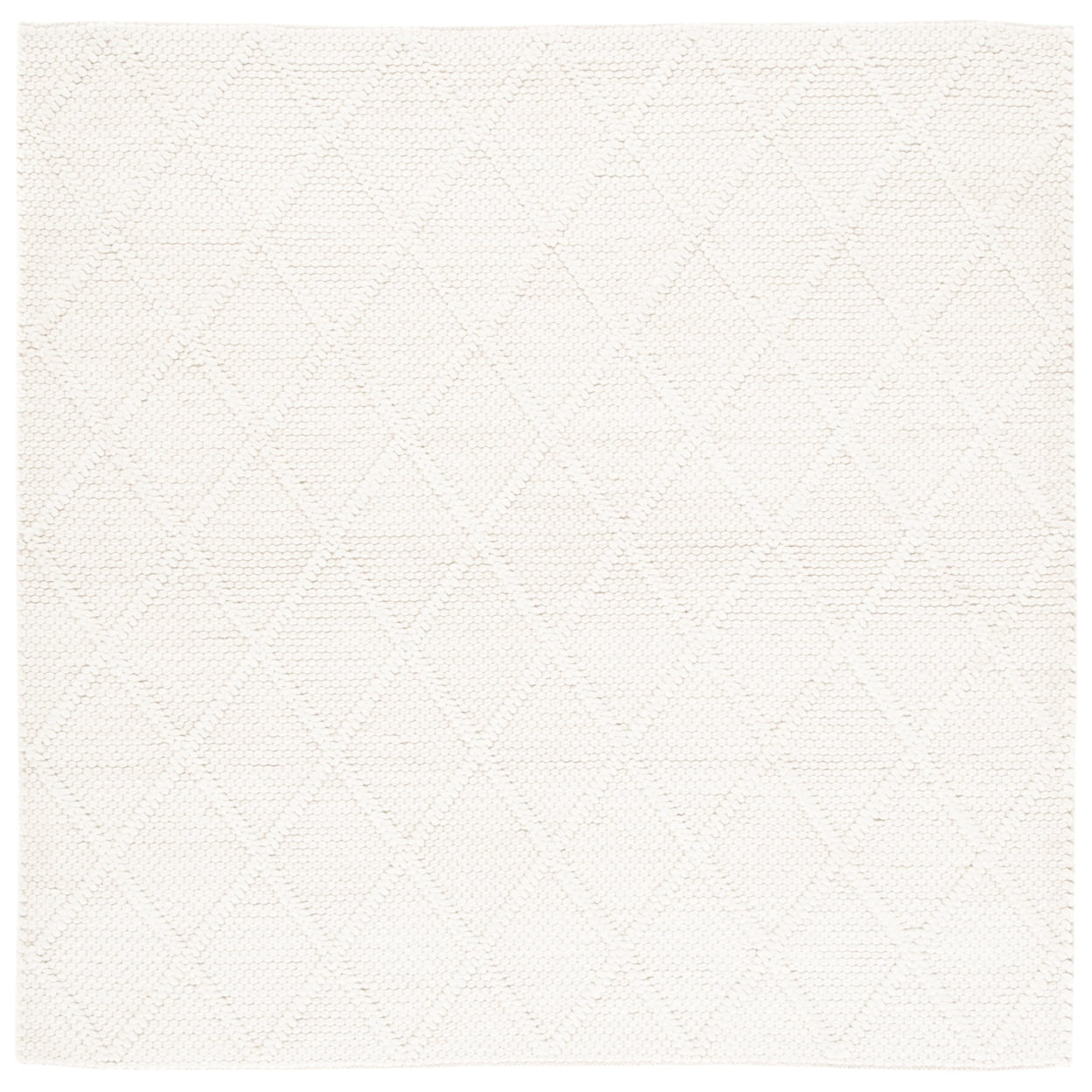 SAFAVIEH Natura Tracery Geometric Diamonds Wool Area Rug, Ivory, 6' x 6' Round