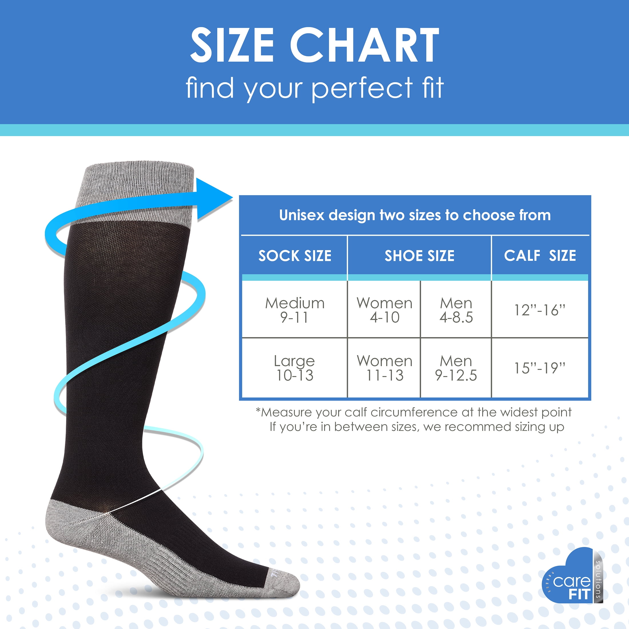 Care Fit Solutions 2 Pair Pack Contrast Cotton Blend Graduated Compression Socks