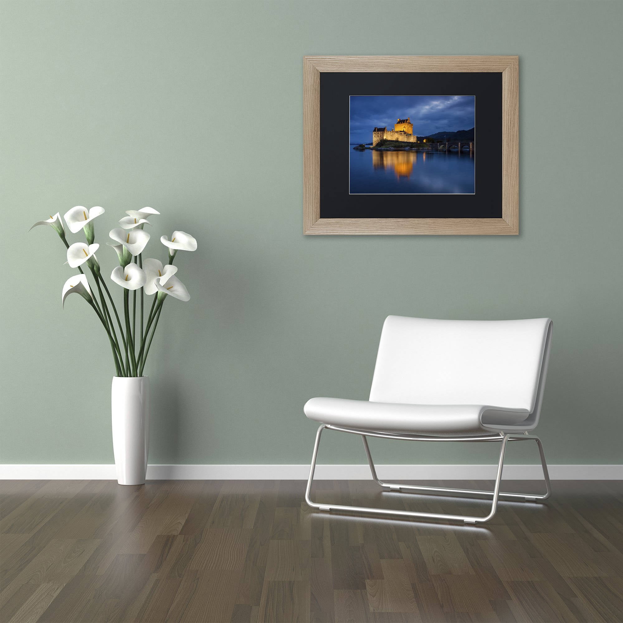 Trademark Fine Art "Eilean Donan Castle" Canvas Art by Michael Blanchette Photography Black Matte, Birch Frame