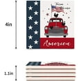 thumbnail image 3 of FMSHPON Independence Day Vintage Pickup Truck with American Flag Retro Car Farm House Set of 8 Coaster for Drinks, Absorbent Ceramic Stone Coasters Cup Mat with Cork Base for Coffee Table Bar Decor, 3 of 4