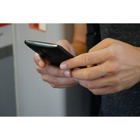 Tap Mobile Phone Canvas Print Touch Screen Hands Tap Mobile Phone H Smartphone Stretched Canvas 10 x 14 ()