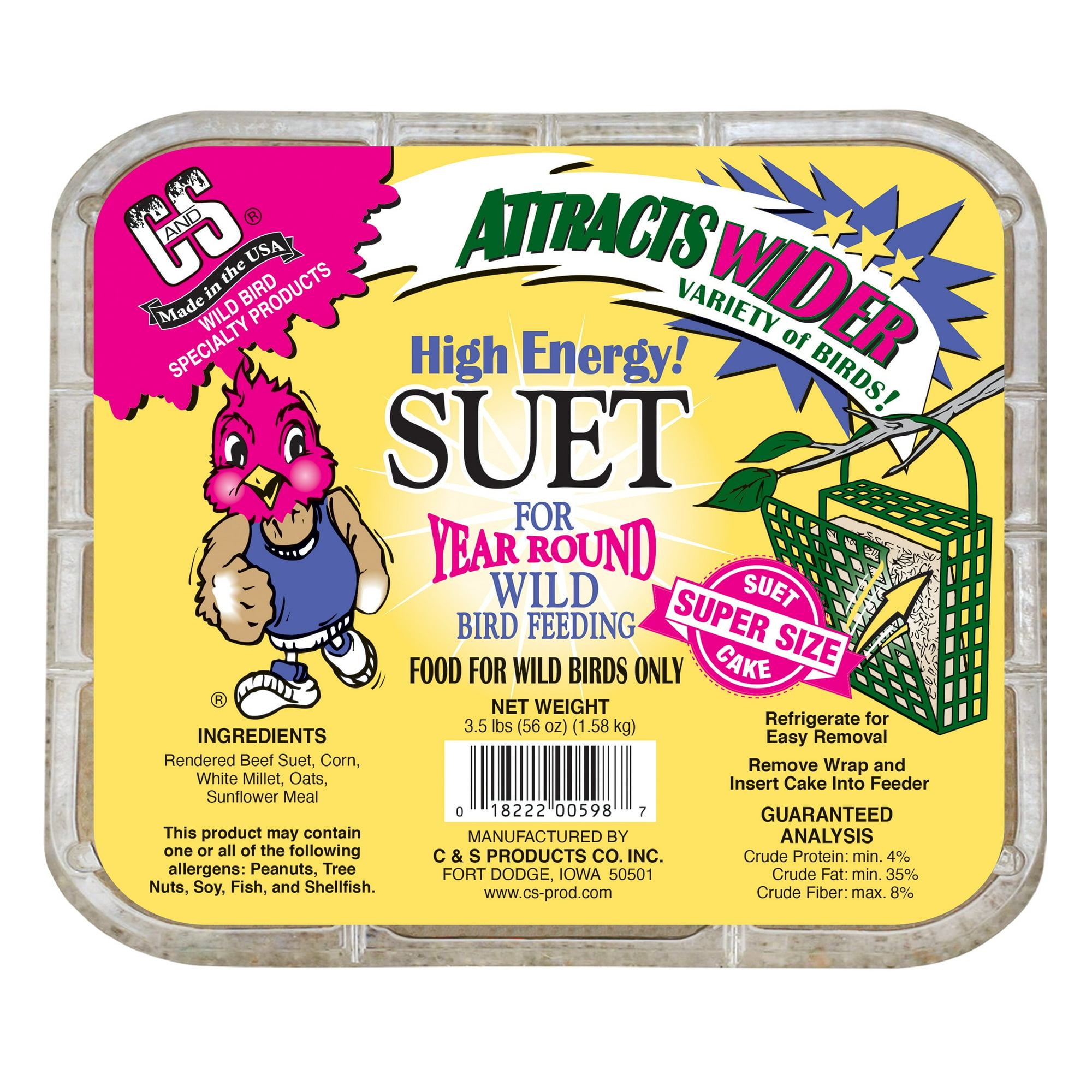 C&S High Energy Suet Treat, for Wild Birds, 3.5 Pounds