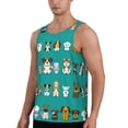 thumbnail image 2 of Xecao Cartoon Dogs Men's Tank Top Workout Quick Dry Sleeveless Gym Jogging Muscle Shirts Summer Swim Beach Tops, 2 of 9