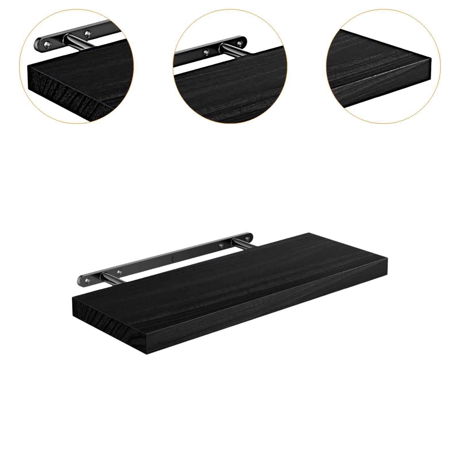 CarpNettore Float Shelf Rustic Hanging Minimalist Wood Wall Shelf with Invisible Bracket for Black