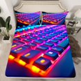 thumbnail image 2 of Erosebridal Gradient Neon Keyboard Sheet Set King, Gamer Gaming Bedding Sets King Size 4pcs, 2 of 7