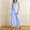 Blue, variant on Women's 2 Piece Lace Outfit – Floral Hollow Out Vest and Wide Leg Pants – Lapel Sleeveless Crop Top Set for Summer – Sizes S-XXXL