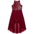 thumbnail image 6 of YONGHS Kids Girls Maxi Romper Dress Sequined Party Formal Jumpsuit Gown A Burgundy 14, 6 of 7