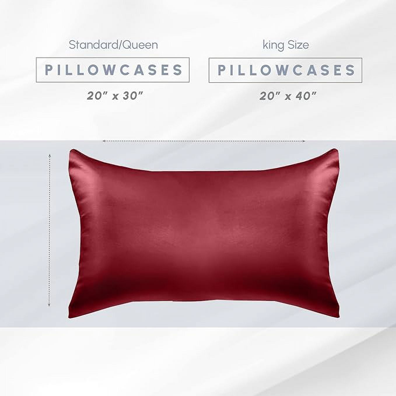 Cooling Viscose Satin Pillowcase 4-Pack Set with Hidden Zipper Closure,King, Burgundy