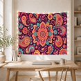 thumbnail image 5 of Symmetrical Floral Mandala with Paisley Teardrops on Plum Background, Warm Boho for Boho Decor Lovers, Ornate Wall Art Decor Housewarming Gift Tapestry Wall Hanging for Bedroom and Living Room, 5 of 7