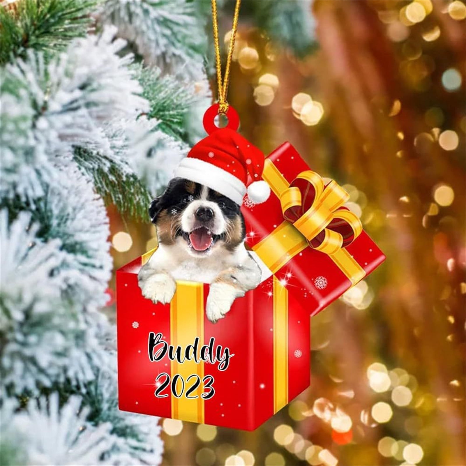 Décoration De Noël Chien En Acrylique Plat - Ornement 2D Pour Sapin, Cheminée, Fenêtre Ou Voiture - 5