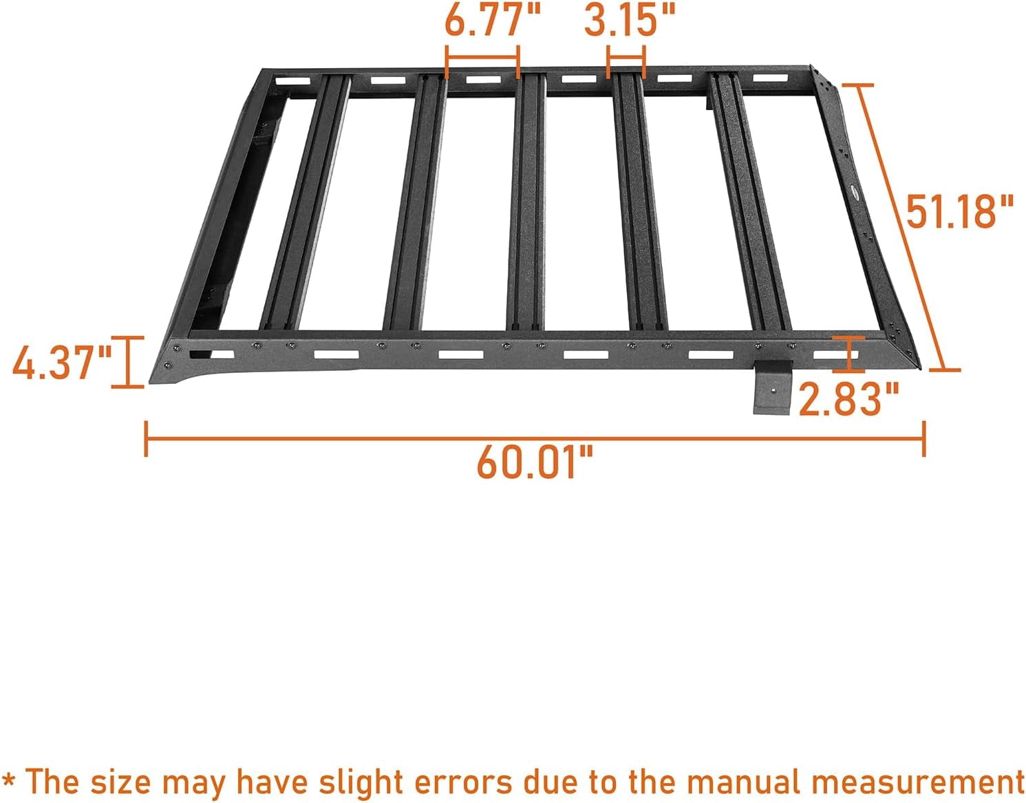 Roof Rack Cargo Basket With LED Lights For 1997-2006 Jeep Wrangler TJ Hard Top - Heavy Duty Crossbar Rack