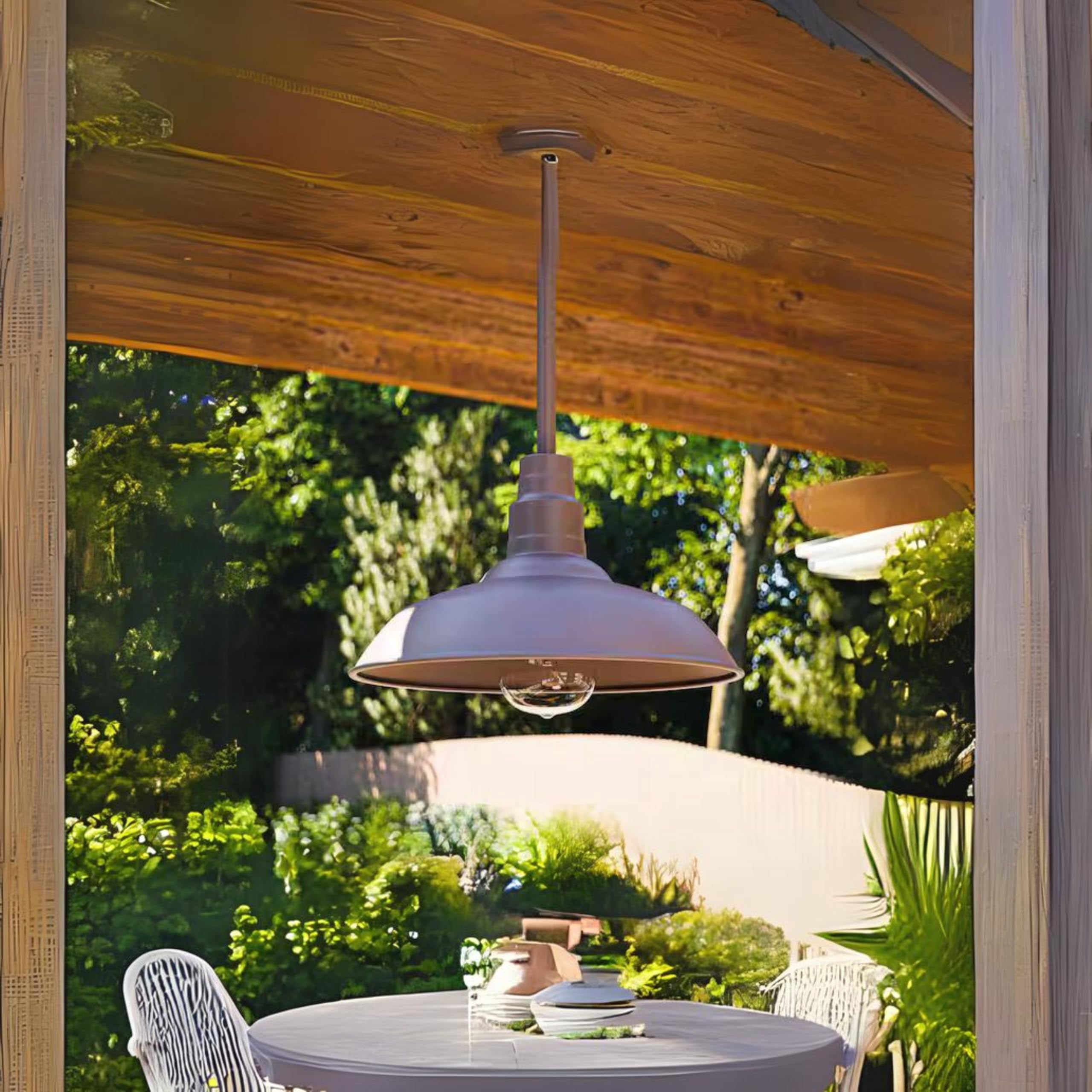 10'' Outdoor Pendant Light Fixture, Adjustable Mini Hanging Ceiling Light in Dark Brown Aluminum, Downward Lighting, LED-Compatible, Weather-Resistant