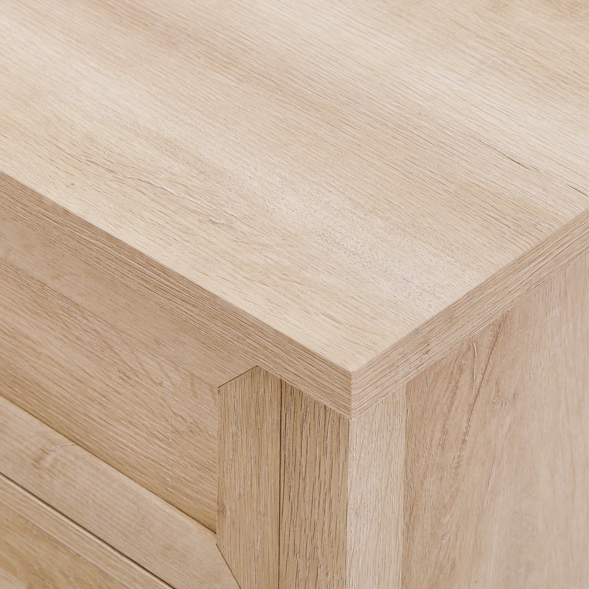 Walker Edison Farmhouse 3 Drawer Nightstand, White Oak