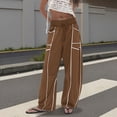 thumbnail image 2 of Telankuip Womens Barrel Wide Leg Pants Plus Size Drawstring Elastic High Waist Sweatpants 2025 Fall Winter Line Design Casual Loose Comfortable Trousers with Pockets Brown L, 2 of 4