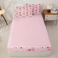 thumbnail image 4 of Homewish Chic Pet Dog Zipper Full Size Comforter Sets with Fitted Sheet and 2 Pillowcases,Cartoon Animal Zipper Bedding Set,Pink,Pink Reversible,4pcs, 4 of 8