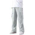 thumbnail image 2 of DJDLJWCJ Teen Boys School Uniform Pants Straight Fit Wide Leg Cargo Pants Elastic Waist Comforty Lightweight Pants Gray Size 12, 2 of 6