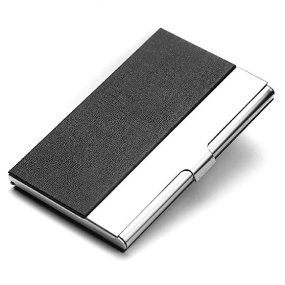 1-Pack PU Leather Metal Business Card Holder, Slim Pocket Card Wallet for ID Credit Cards Name Cards, Professional Case TIKA
