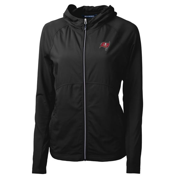 Women's Cutter & Buck Black Tampa Bay Buccaneers Adapt Eco Knit Full-Zip Hoodie