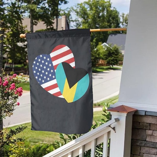 Bandera de Colombia estadounidense con corazón de amor, bandera de jardín de 30 x 45 cm, pancarta vertical, cartel de doble cara para decoración de casa, granja, casa, patio exterior, balcón