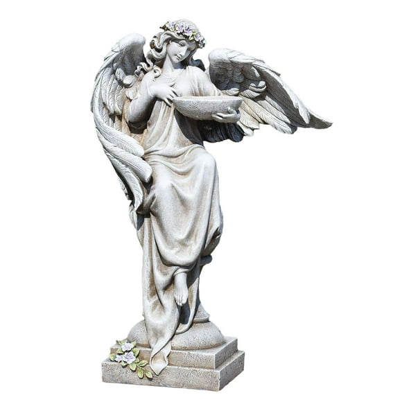 Joseph's Studio by Roman Inc., Angel with Bird Bath, Garden Collection, Religious Statue, Holy Family, Memorial, Angel, Patron Saint, Garden D茅cor (15x8x20)
