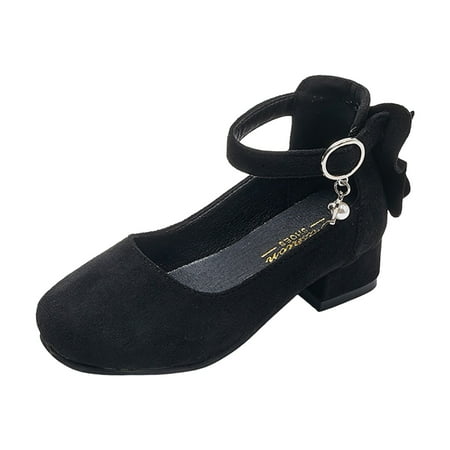 

Cathalem Dress Shoes for Girls Big Kid Sliders Girls Grils Dress Shoes Wedding Party Open Toe Glitter High Heels for Little/Big Girls (Black 31)
