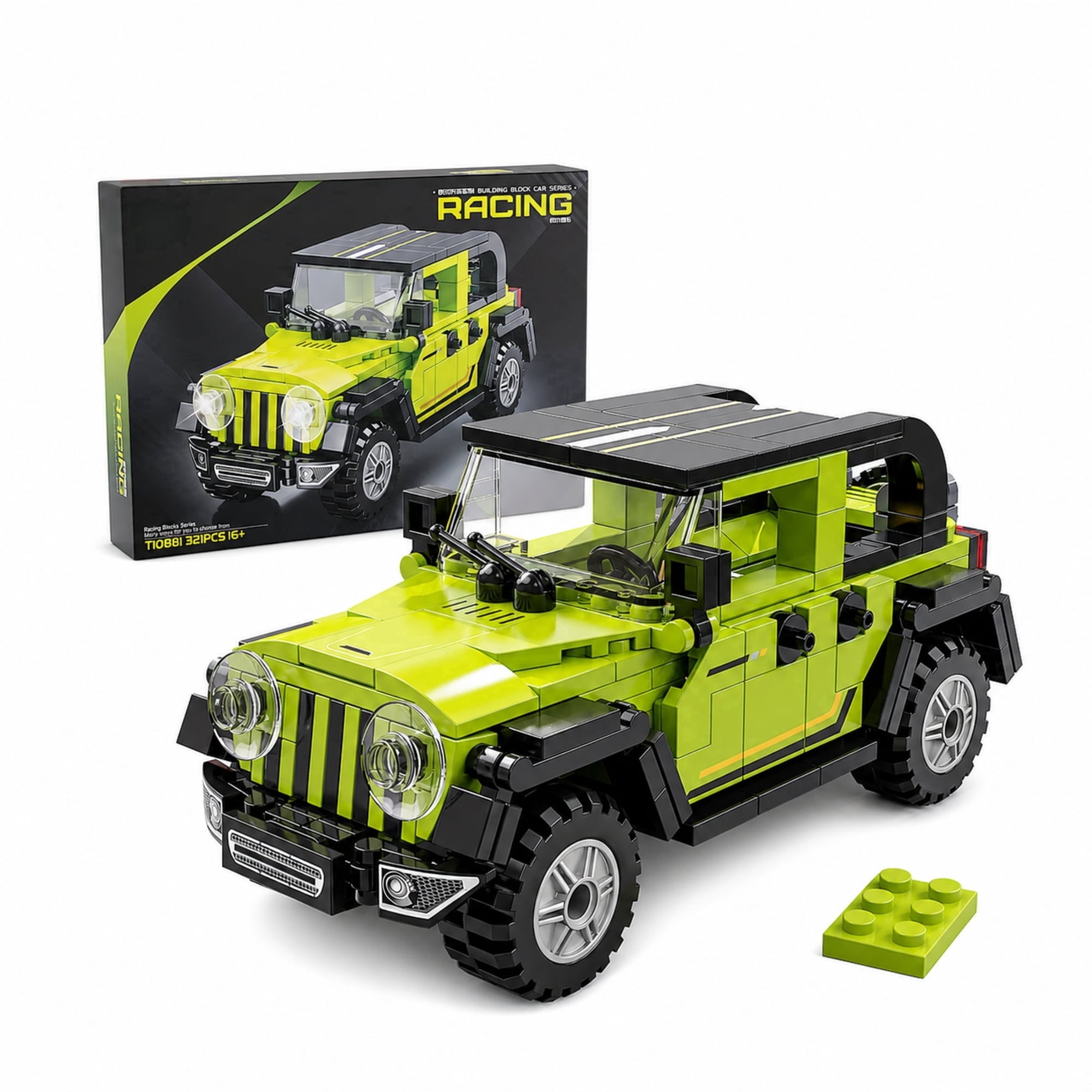 Off Road Cars Building Blocks, Green Building Block Sets Sports Racing Vehicle Model, 321 PCS Building Sets for Adults Display Car Kit, Plastic Brick Building Set Desk Decor Gift