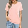thumbnail image 2 of AherBiu Plus Size T Shirts for Women Short Sleeve Crewneck Basic Comfy Summer Tops Tees Solid Color, 2 of 7