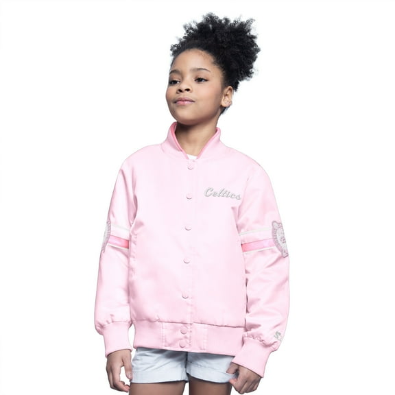 Youth-Starter Light Pink Boston Celtics Arena Full-Snap Varsity Jacket