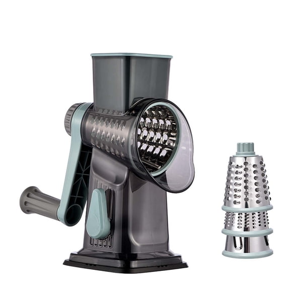 Rotary Cheese Grater, with Handle, Kitchen Shredder Slicer, Grater Slicer, Ice Shaver, with 3 Interchangeable Blades, Blue