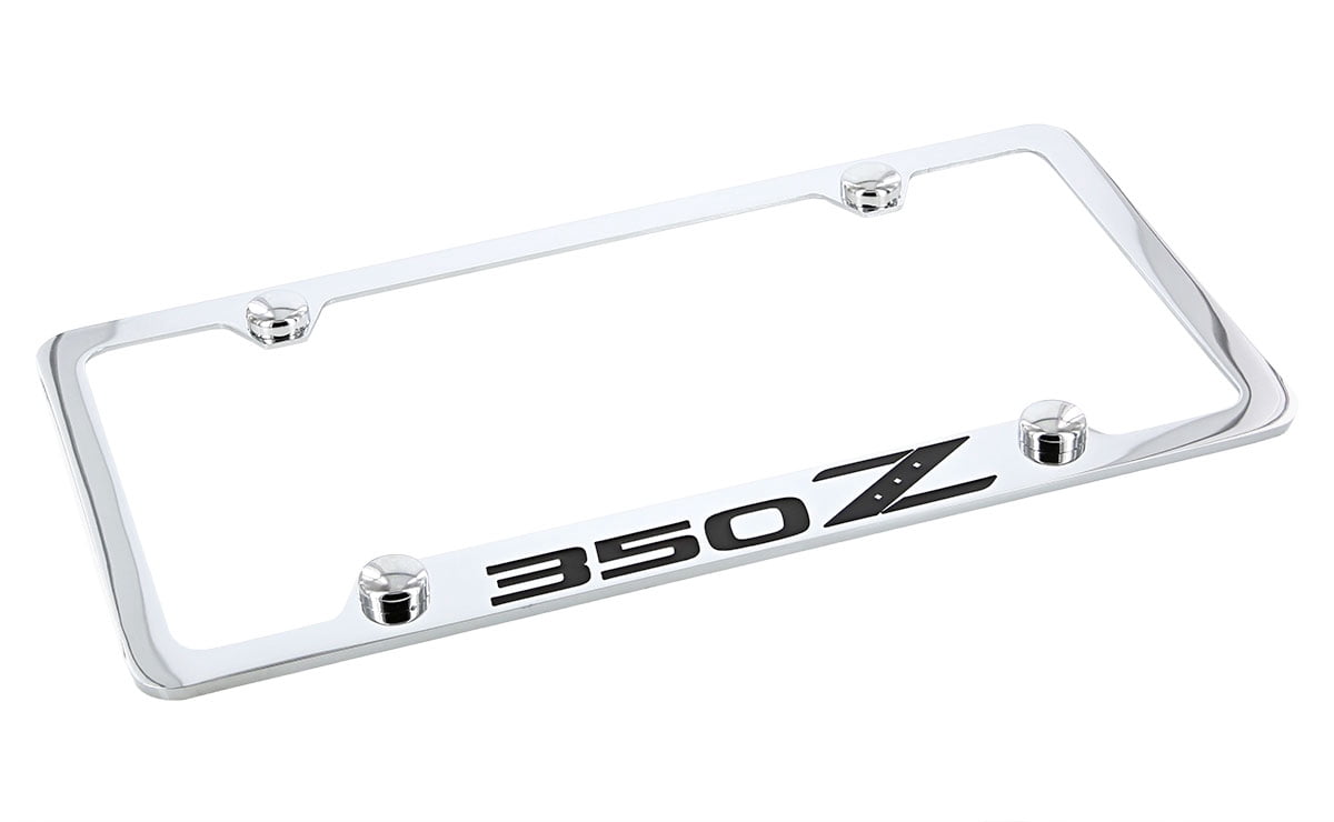 Nissan 350z Chrome Plated Metal Bottom Engraved License Plate Frame Holder