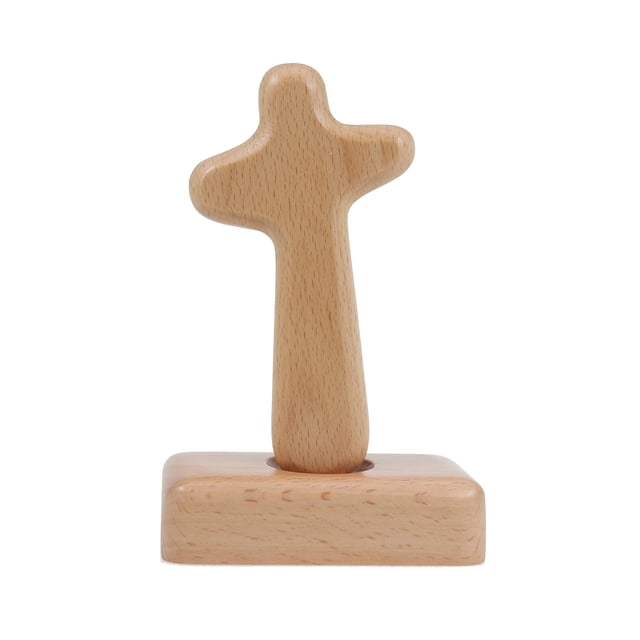 Cruz de madera portátil Adorno de madera de pie Cruz latina de madera maciza Cruz católica cristiana para decoración