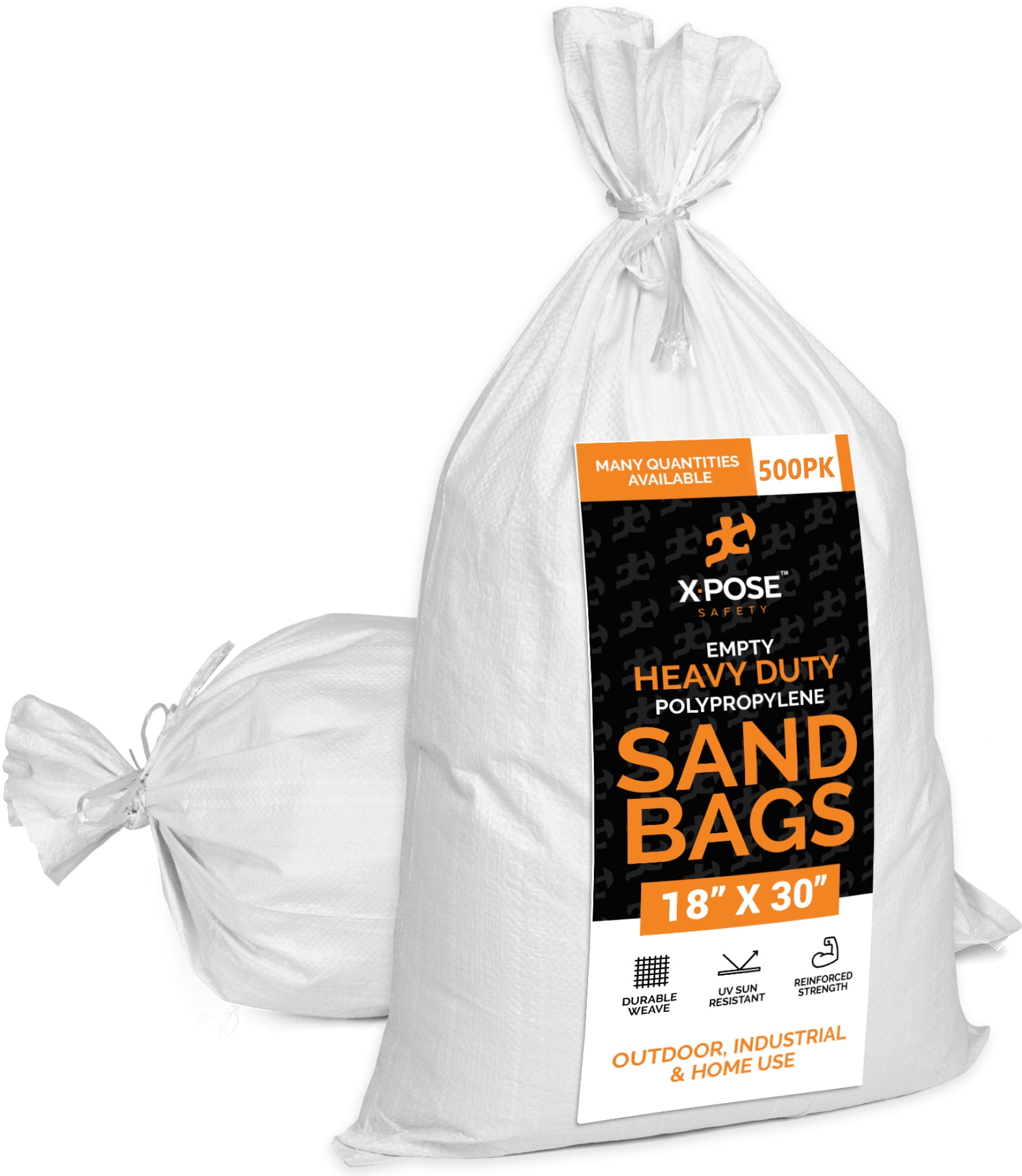 Empty Sand Bags, with Ties White 18" x 30" Heavy Duty Woven
