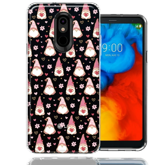 MUNDAZE LG K40 Pink Blush Valentines Day Flower Hearts Gnome Characters Cute Double Layer Phone Case Cover