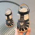 thumbnail image 4 of KPOPLK Girls Leather Soft Open Toe Princess Flat Shoes Summer Sandals(Toddler/Little Kid) Size 6.5,Black, 4 of 6