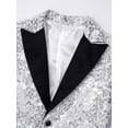 thumbnail image 5 of CHICTRY Kids Boys Glitter Sequins Blazer Wedding Pageant Coat Long Sleeves Jacket with Hat Modern Dance Costume Silver 6, 5 of 7