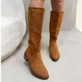 thumbnail image 5 of Knee High Boots Women Fold Over Knee High Boots Chunky High Heels Long Boots Zipper Pointed Toe Dress Tall Boots for Women,Color:Brown,Size:8, 5 of 9