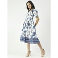 thumbnail image 4 of Moomaya Printed Cotton Flared Dress, V-Neck Puffed Sleeves Maxi Dress For Women, 4 of 8