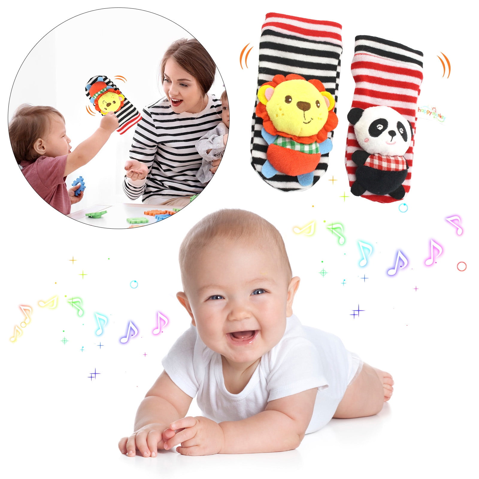 keusn baby rattle socks for girls boys pet set baby wrist rattles and