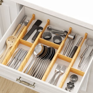 SpaceAid Bamboo Expandable Drawer Dividers, Set of 13