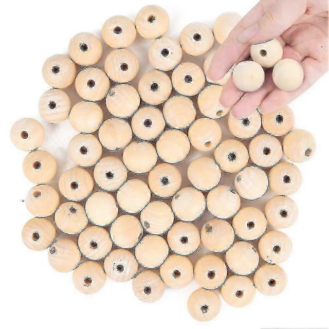 50pcs Wood Craft Beads, 1 Inch Natural Wood Beads Crafts For Home And Easter Holiday Decor Diy Jewel