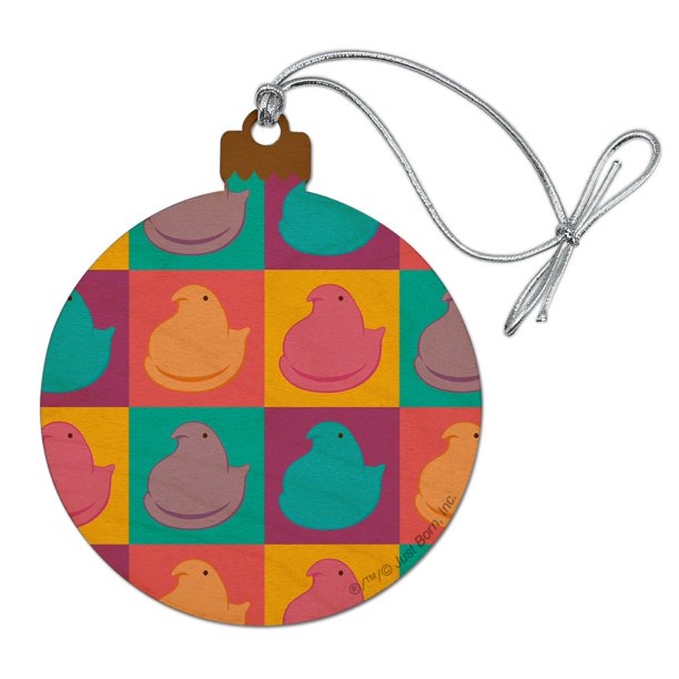 Peeps In Squares In Four Colors Wood Christmas Tree Holiday Ornament