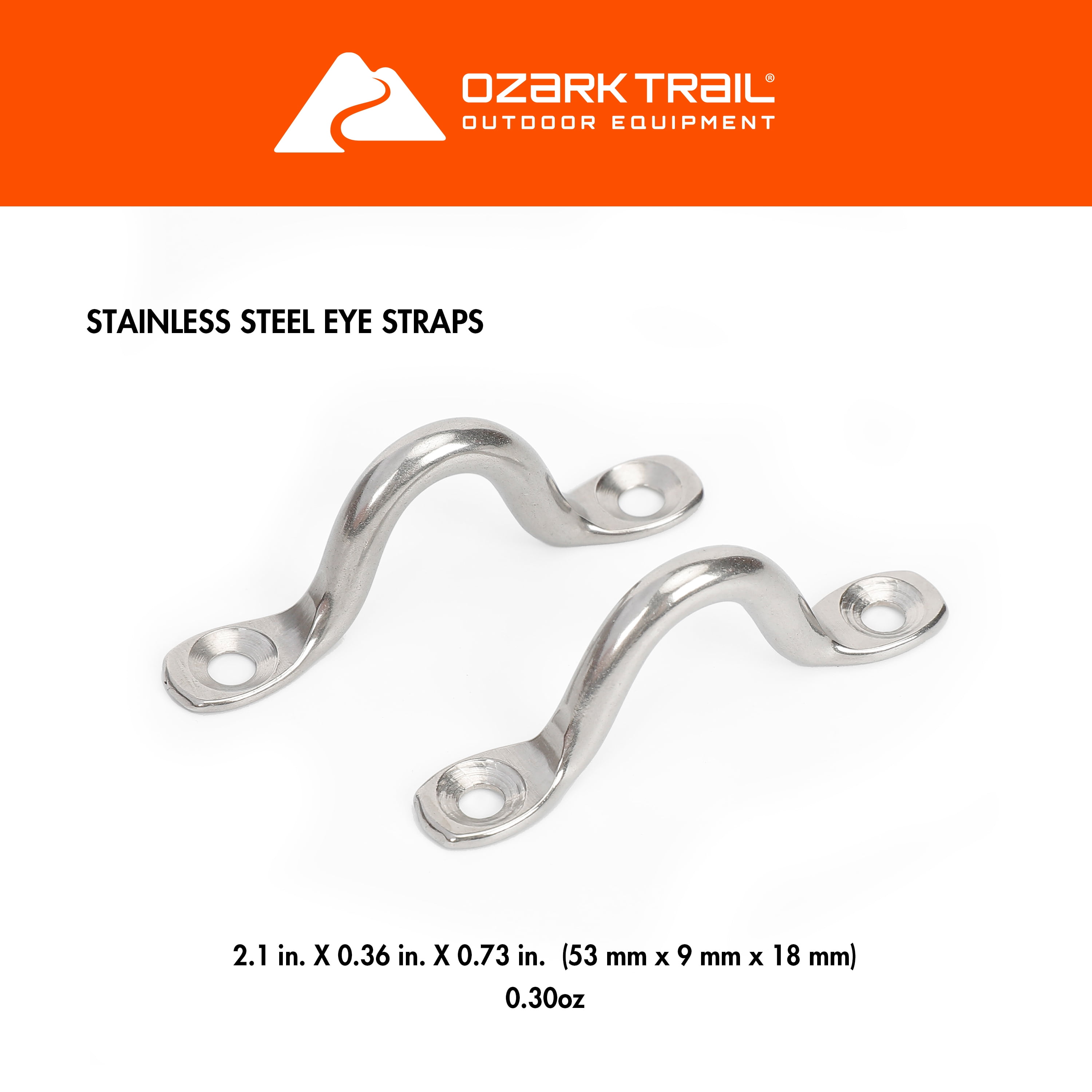 (4 pack) Ozark Trail 2-inch Stainless Steel Eye Straps for Marine, 2-Pack