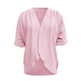 thumbnail image 5 of Womens Cardigans Lightweight Elbow Length Sleeve Soft Open Front Mesh Wraps Solid Color Tops Casual Shawls for Women Pink XXL, 5 of 5