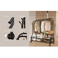 thumbnail image 3 of Fybee Heavy Duty Rolling Clothing Rack, Adjustable Double Rod Garment Organizer with 2 Shelves & Hooks, Mobile Wardrobe for Bedroom/Closet, Black, 3 of 11