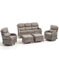 thumbnail image 2 of Jentlehouse 5 Piece Wicker Patio Furniture Set with 2 Swivel Chairs & 3-Seat Sofa with 2 Ottoman, Outdoor Sectional Conversation Set for Garden, Gray Wicker/Beige Cushions, 2 of 13