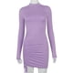 thumbnail image 5 of Vestido ajustado de manga larga para mujer, minivestido ajustado de cuello alto, color negro, para fiesta y otoño, 5 of 5
