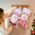 thumbnail image 6 of ievspot Christmas Pink Stocking Santa Claus Snowman White Top Reusable Xmas Tree Hanging Gift Bag Hanging Sock Pendant Party Decoration Supplies, 6 of 8