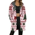 thumbnail image 2 of Jacket Women Longline Jackets Christmas Print Winter Cozy Lined Full Zip Outerwear for Cold Weather Women's Coats Pink M, 2 of 5